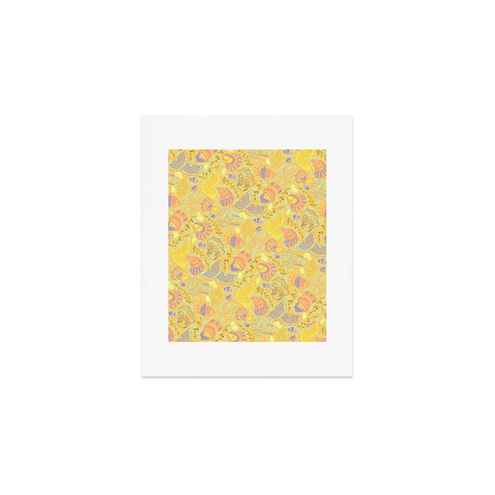 Coastal Oysters on the Beach in Pastel Yellow & Orange Art Print Gallery Image 1