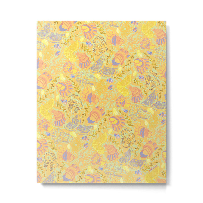 Coastal Oysters on the Beach in Pastel Yellow & Orange Metal Print Gallery Image 1