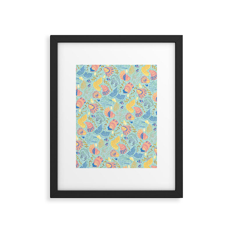 Coastal Oysters on the Beach in Seafoam Green Framed Art Print Gallery Image 5