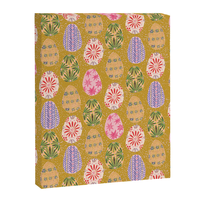 Colorful Folk Art Easter Eggs in Sandy Brown & Pink Canvas Print Gallery Image 1