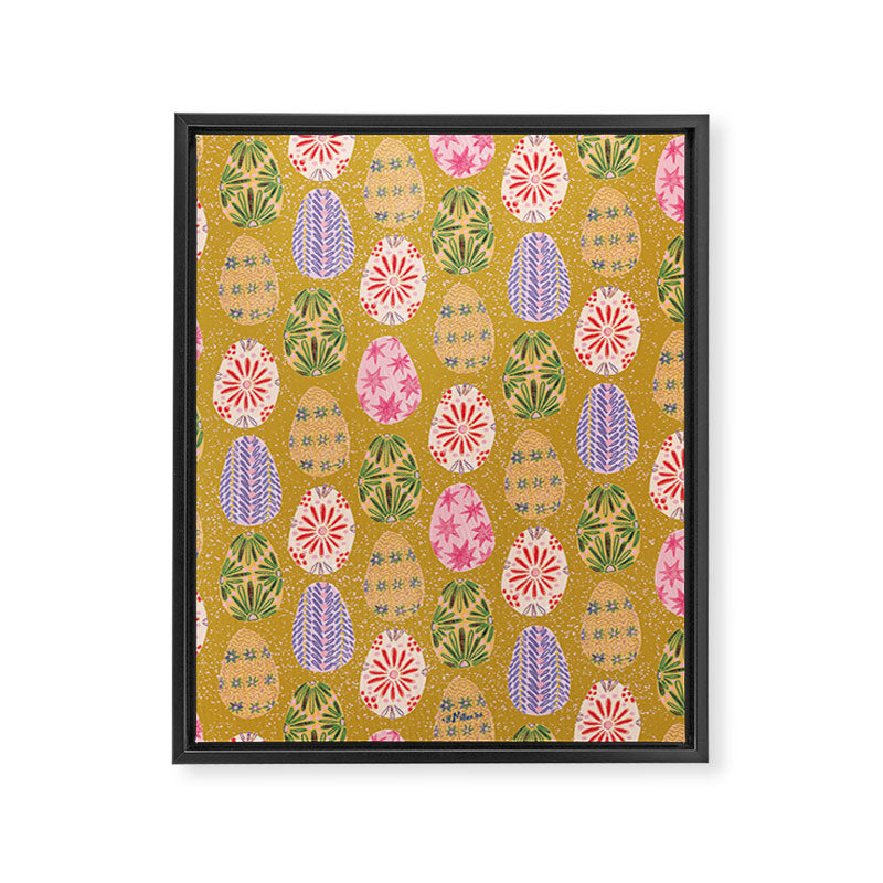 Colorful Folk Art Easter Eggs in Sandy Brown & Pink Framed Canvas Print Gallery Image 6