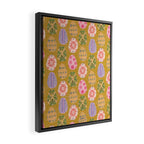 Colorful Folk Art Easter Eggs in Sandy Brown & Pink Framed Canvas Print Gallery Image 2