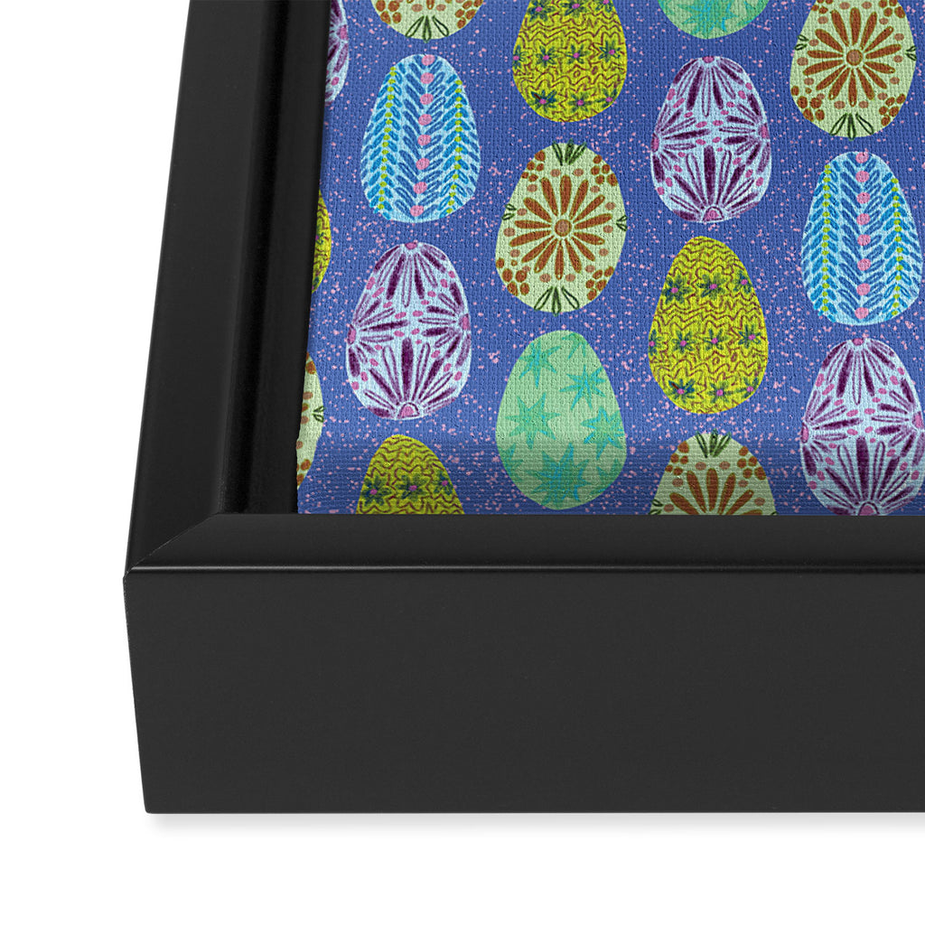 Colorful Folk Art Easter Eggs in Lavender & Green Framed Canvas Print Gallery Image 3