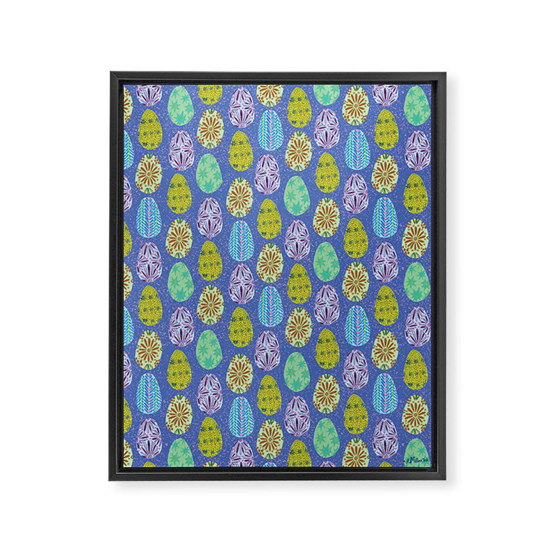 Colorful Folk Art Easter Eggs in Lavender & Green Framed Canvas Print Gallery Image 6