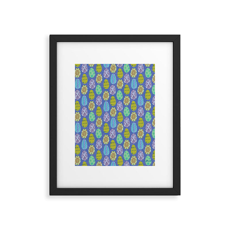 Colorful Folk Art Easter Eggs in Lavender & Green Framed Art Print Gallery Image 5