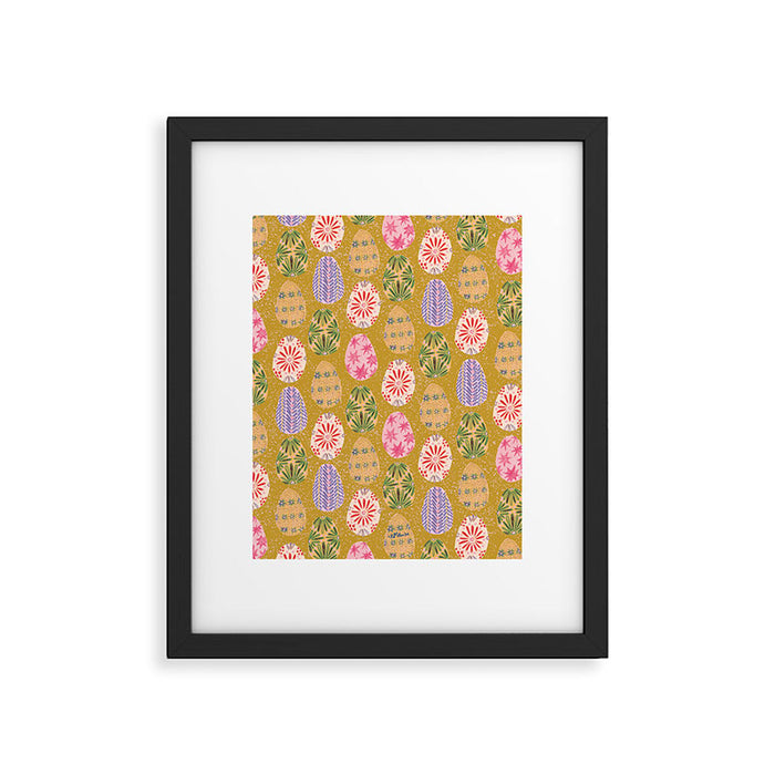 Colorful Folk Art Easter Eggs in Sandy Brown & Pink Framed Art Print Gallery Image 1