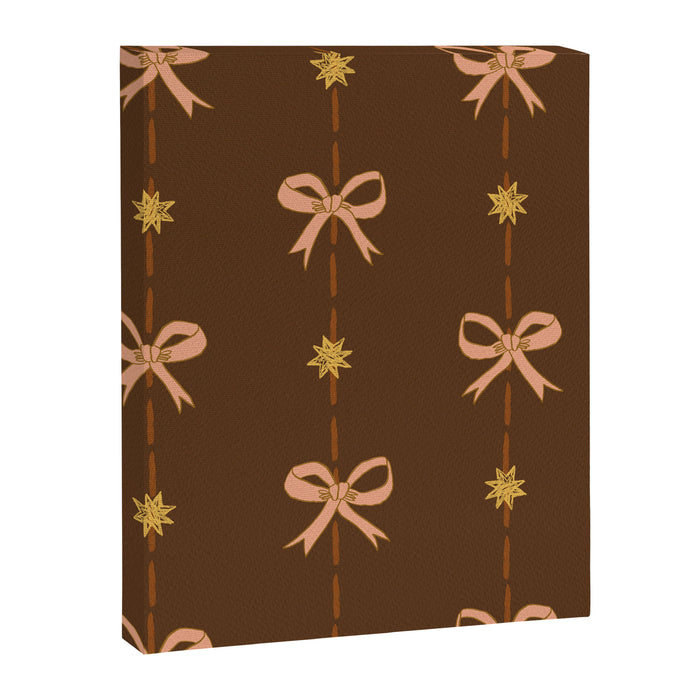 Cute Hair Bows and Stars in Brown and Peach Canvas Print Gallery Image 1