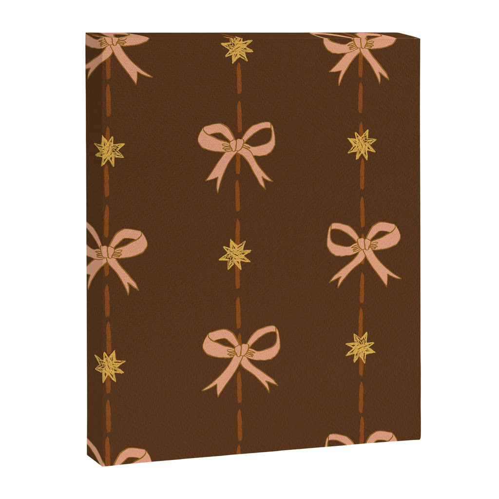 Cute Hair Bows and Stars in Brown and Peach Canvas Print Gallery Image 6