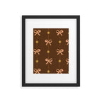 Cute Hair Bows and Stars in Brown and Peach Framed Art Print Gallery Image 5