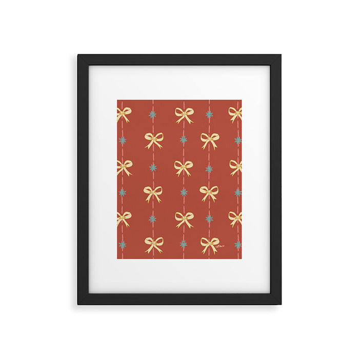 Cute Hair Bows & Stars in Burnt Red & Yellow Framed Art Print Gallery Image 1