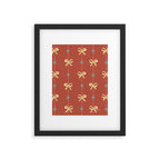 Cute Hair Bows & Stars in Burnt Red & Yellow Framed Art Print Gallery Image 5