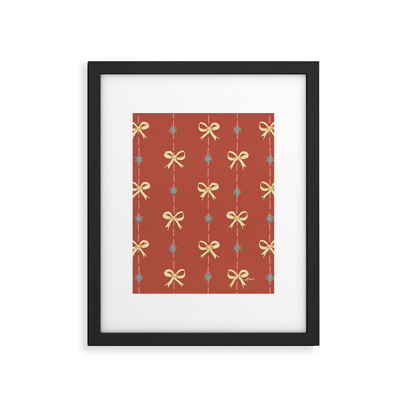 Cute Hair Bows & Stars in Burnt Red & Yellow Framed Art Print Gallery Image 5