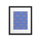 Cute Hair Bows & Stars in Sky Blue & Peach Framed Art Print Gallery Image 5
