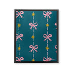 Cute Hair Bows & Stars in Teal & Pink Framed Canvas Print Gallery Image 6