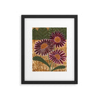 Daisies in Country Field Painting in Burgundy Red Framed Art Print Gallery Image 4