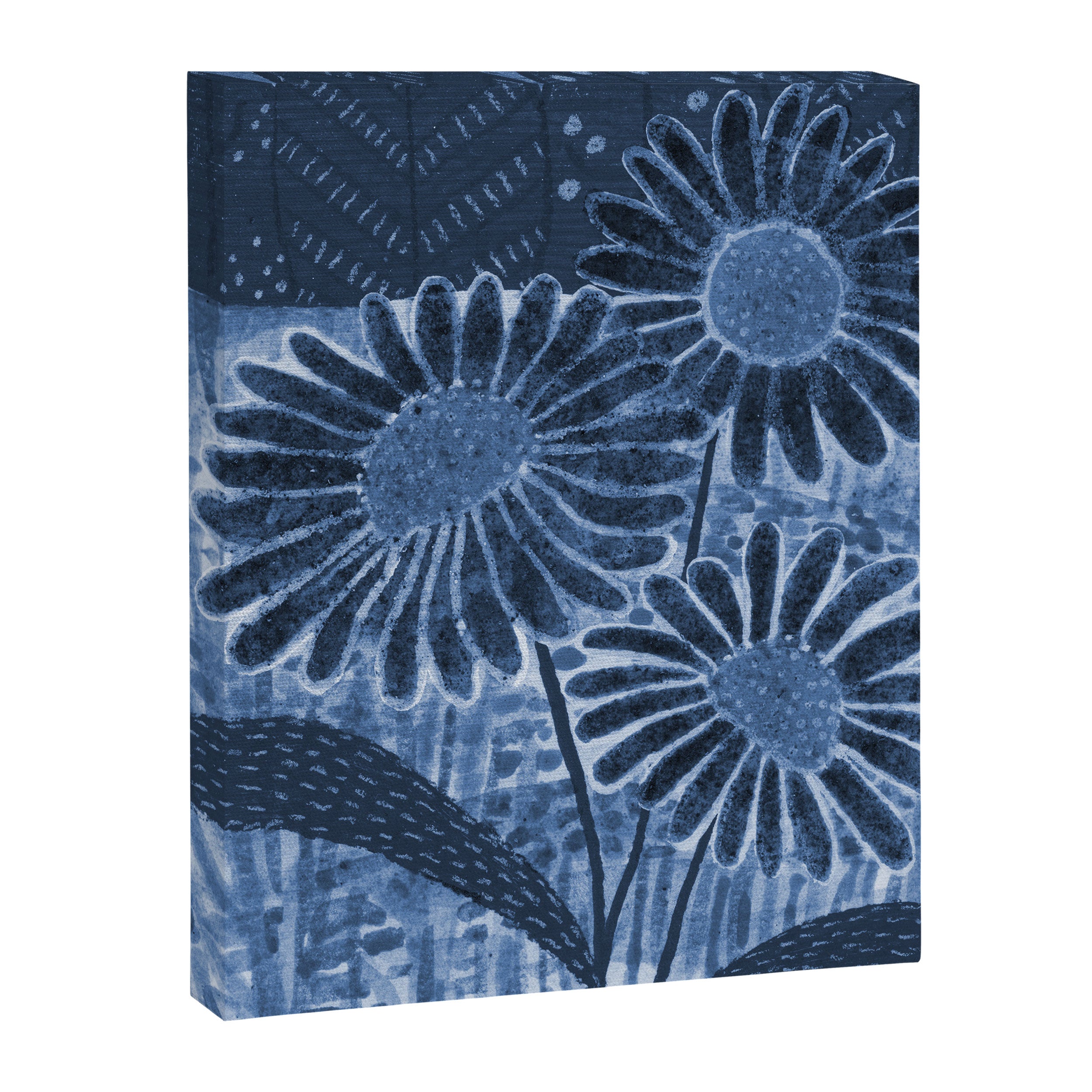 Daisies in Country Field Painting in Navy Blue Canvas Print Gallery Image 6