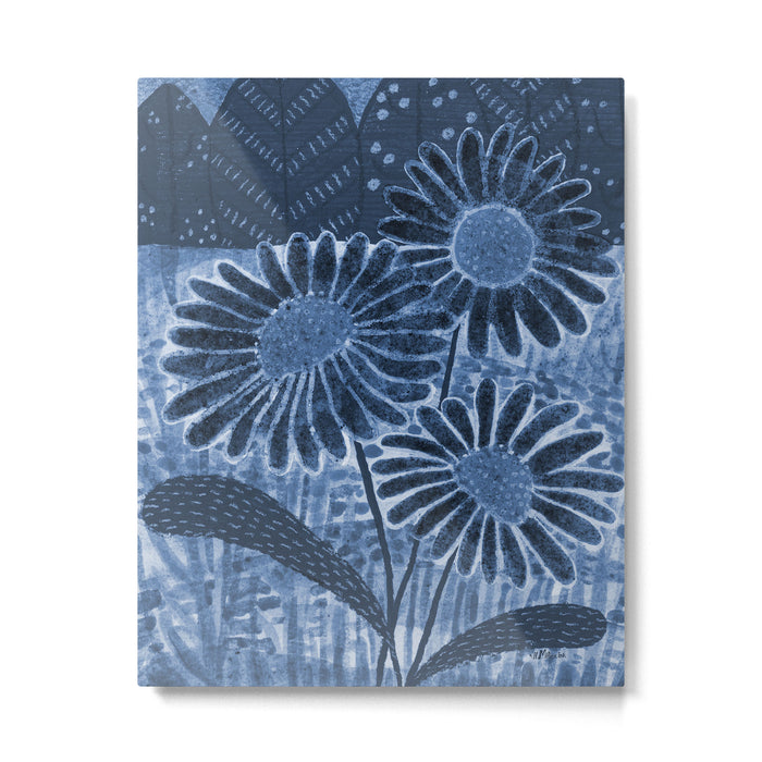 Daisies in Country Field Painting in Navy Blue Metal Print Gallery Image 1