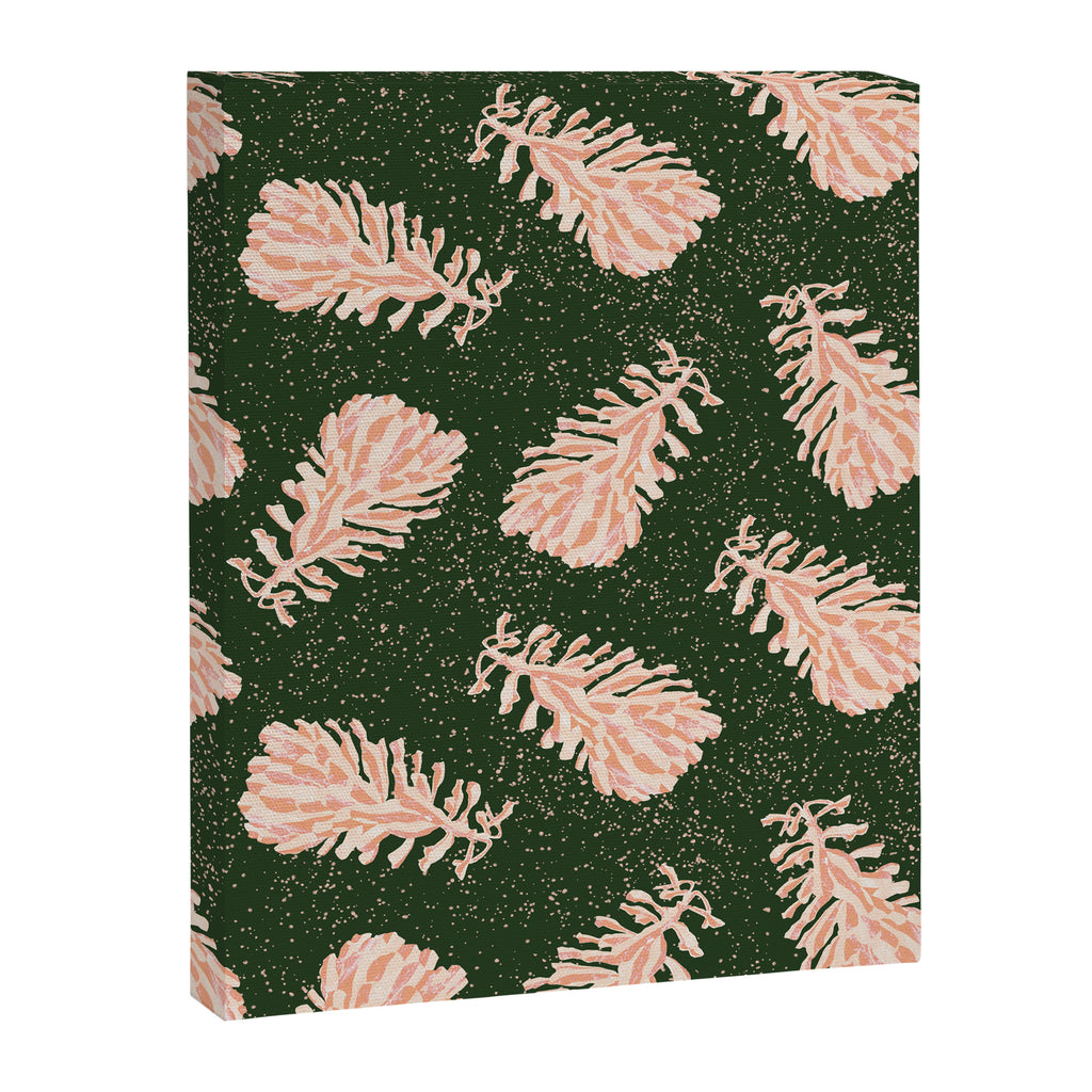 Dancing Pinecones in Forest Green & Pink Canvas Print Gallery Image 6