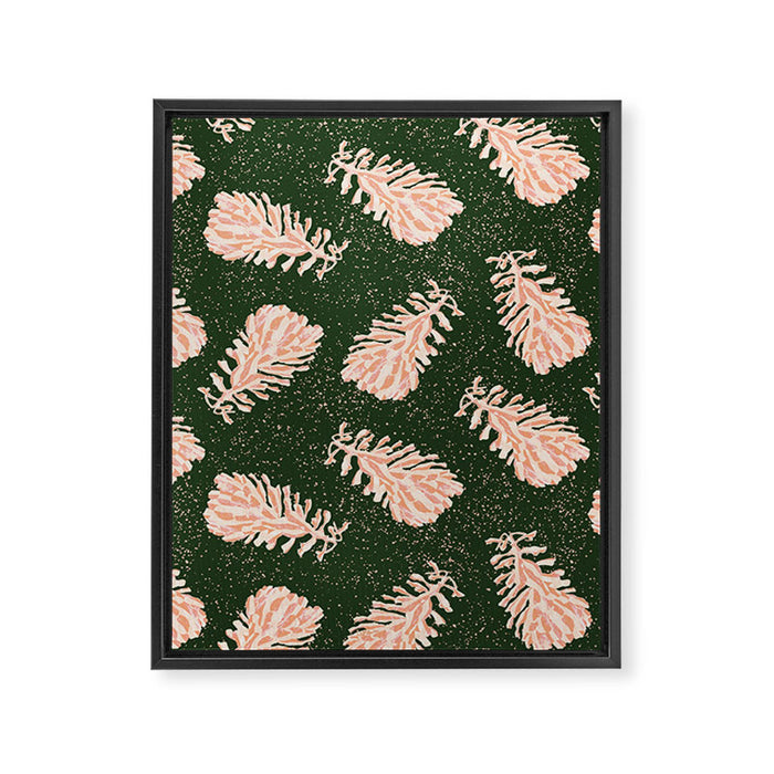 Dancing Pinecones in Forest Green & Pink Framed Canvas Print Gallery Image 1