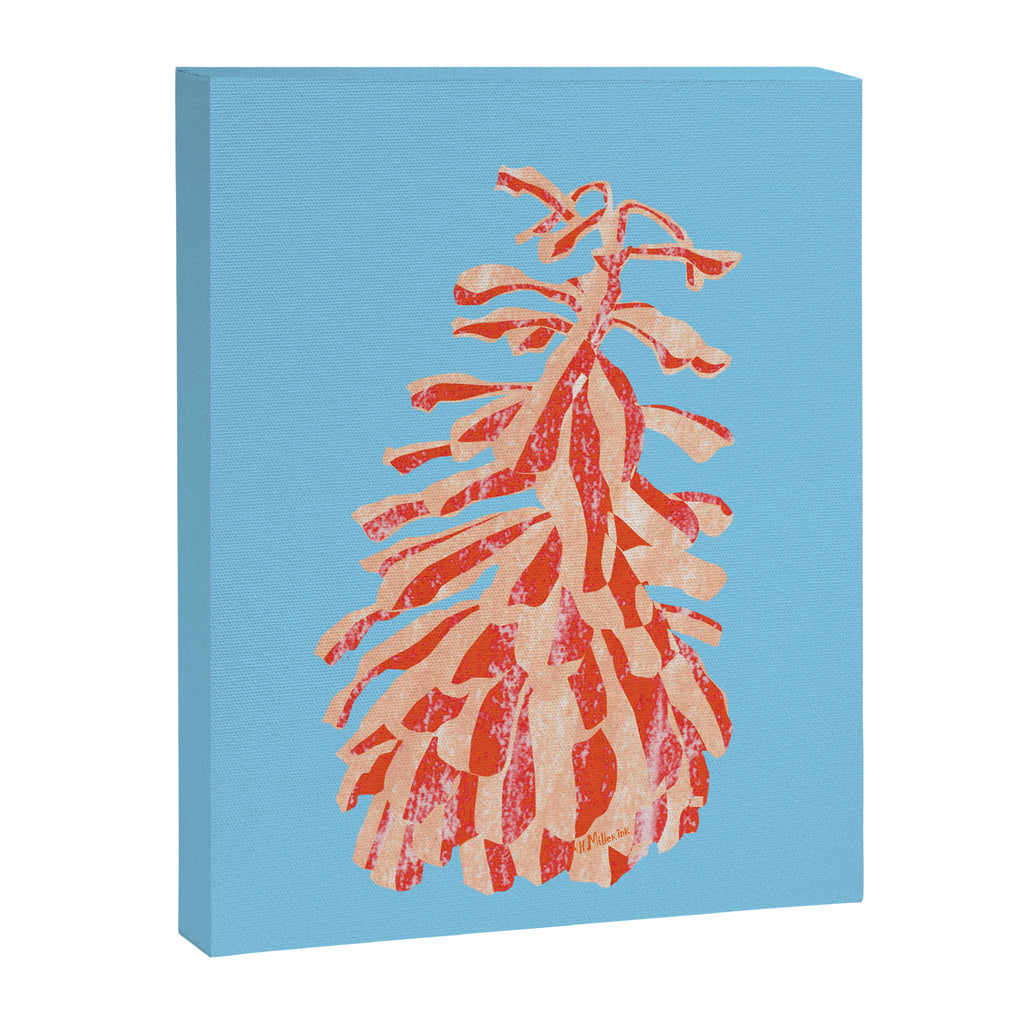 Dancing Pinecones in Light Blue & Red Canvas Print Gallery Image 6