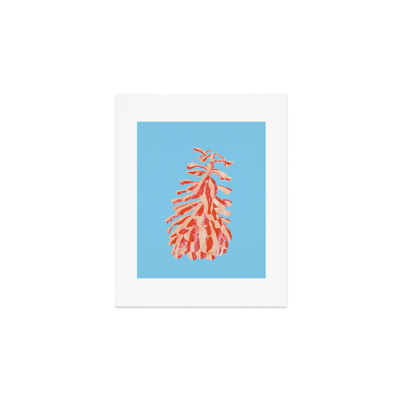 Dancing Pinecones in Light Blue & Red Art Print Gallery Image 1