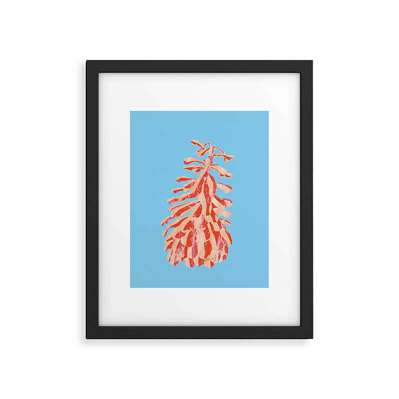 Dancing Pinecones in Light Blue & Red Framed Art Print Gallery Image 5