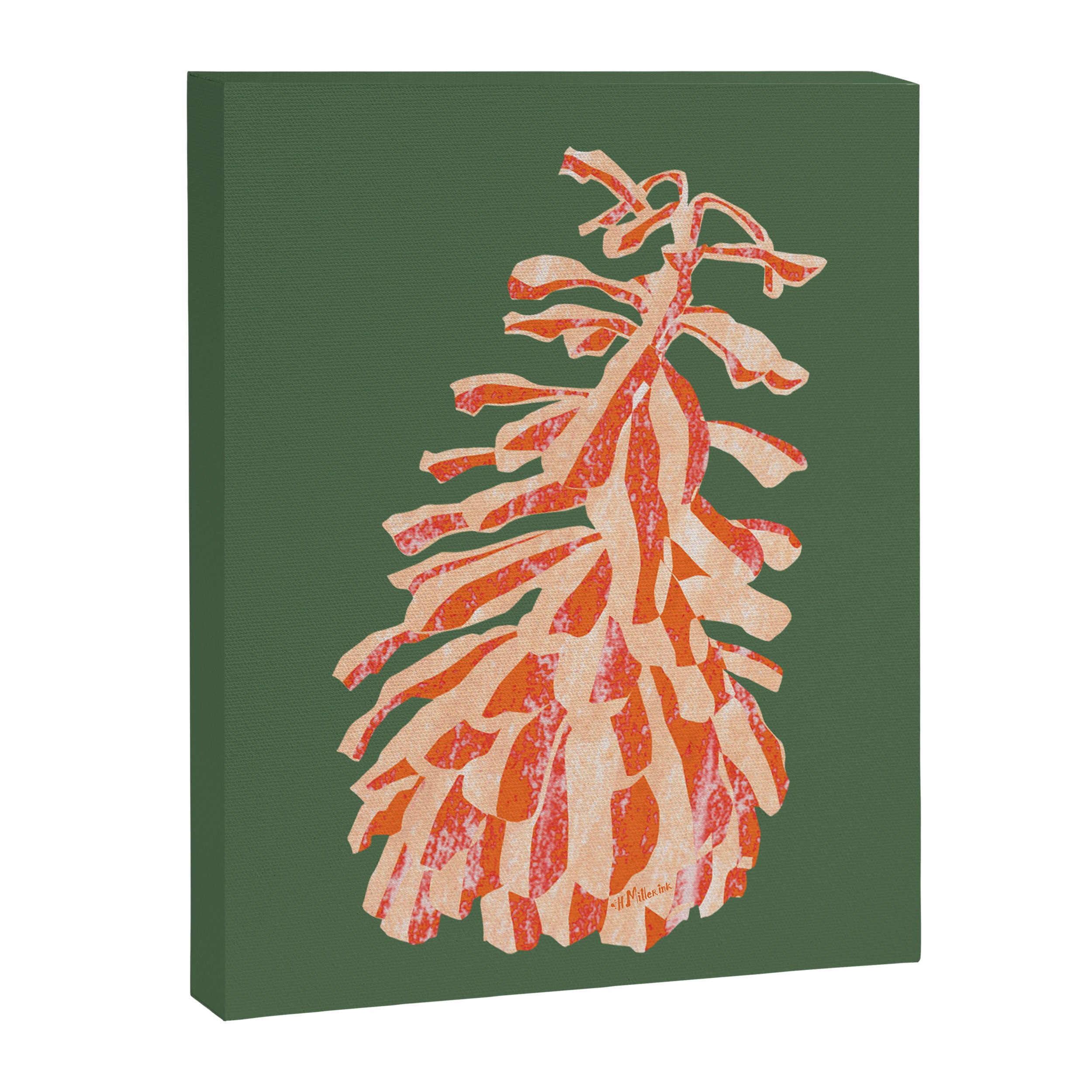 Dancing Pinecones in Sage Green & Red Canvas Print Gallery Image 6