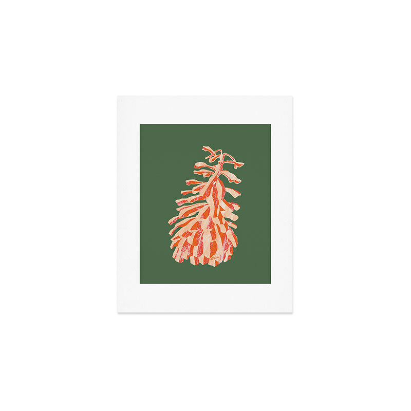 Dancing Pinecones in Sage Green & Red Art Print Gallery Image 1