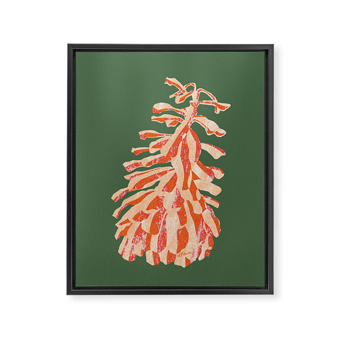 Dancing Pinecones in Sage Green & Red Framed Canvas Print Gallery Image 1