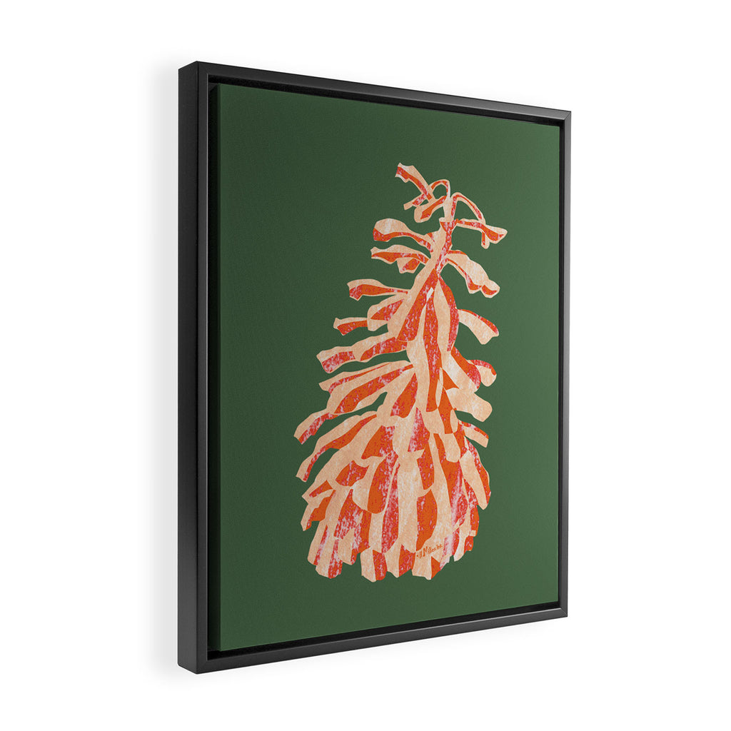 Dancing Pinecones in Sage Green & Red Framed Canvas Print Gallery Image 2