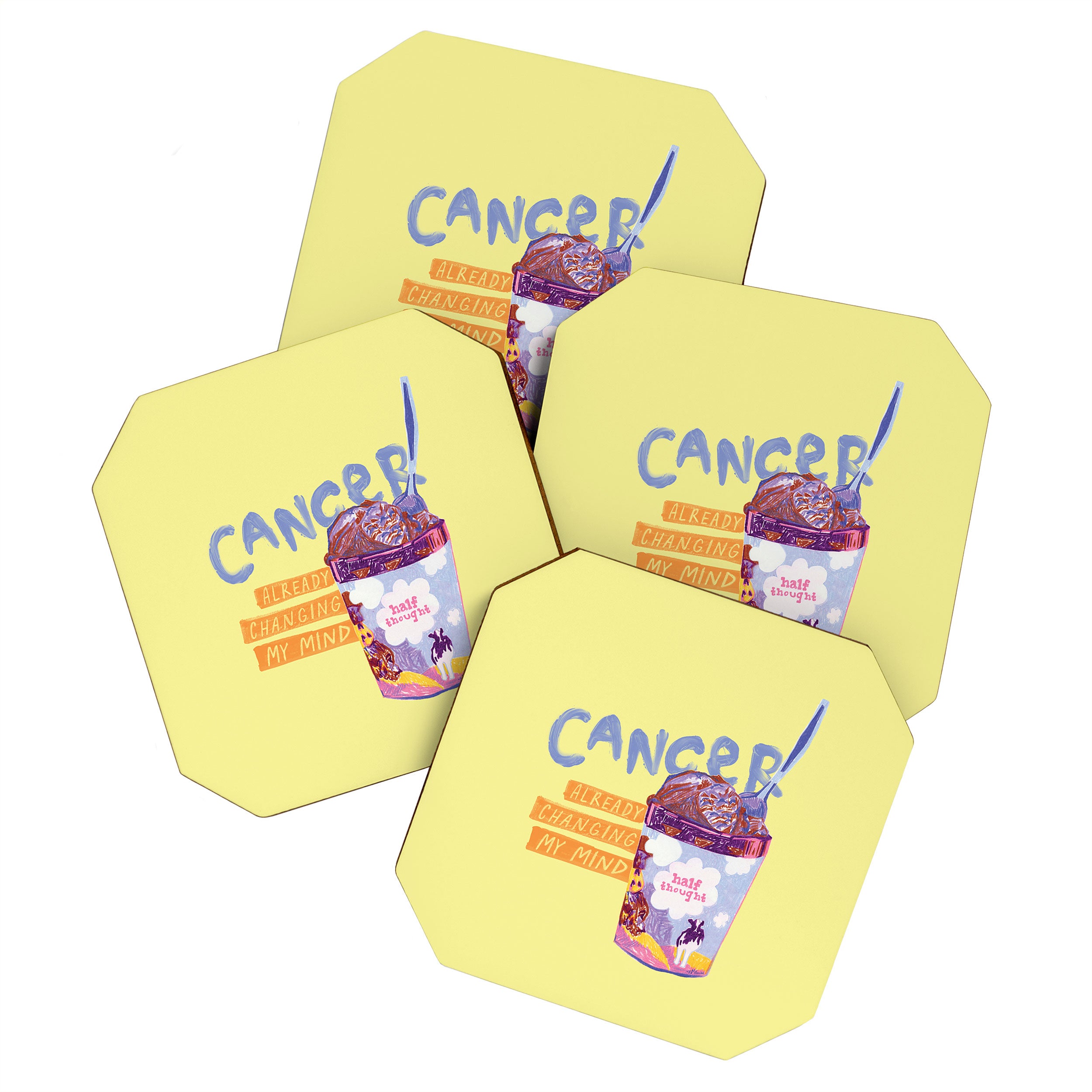 Emo Cancer in Calming Yellow | Zodiac Series Coaster Gallery Image 1
