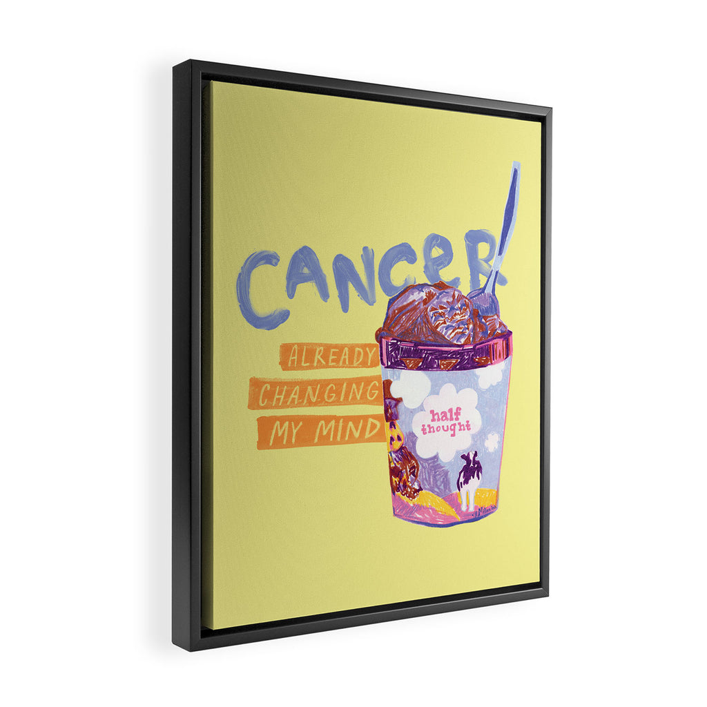 Emo Cancer in Calming Yellow | Zodiac Series Framed Canvas Print Gallery Image 2