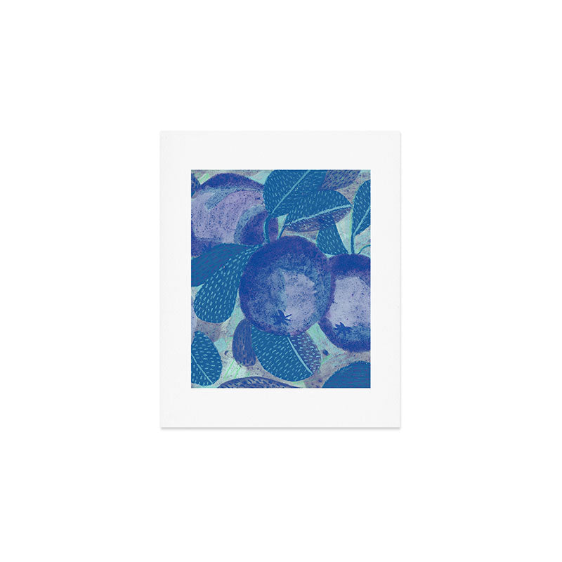 Fall Apple Orchard Painting in Cobalt Blue Art Print Gallery Image 1