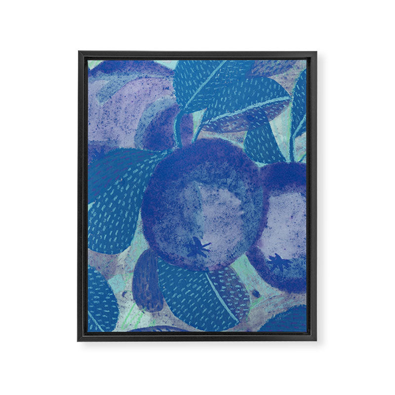 Fall Apple Orchard Painting in Cobalt Blue Framed Canvas Print Gallery Image 8