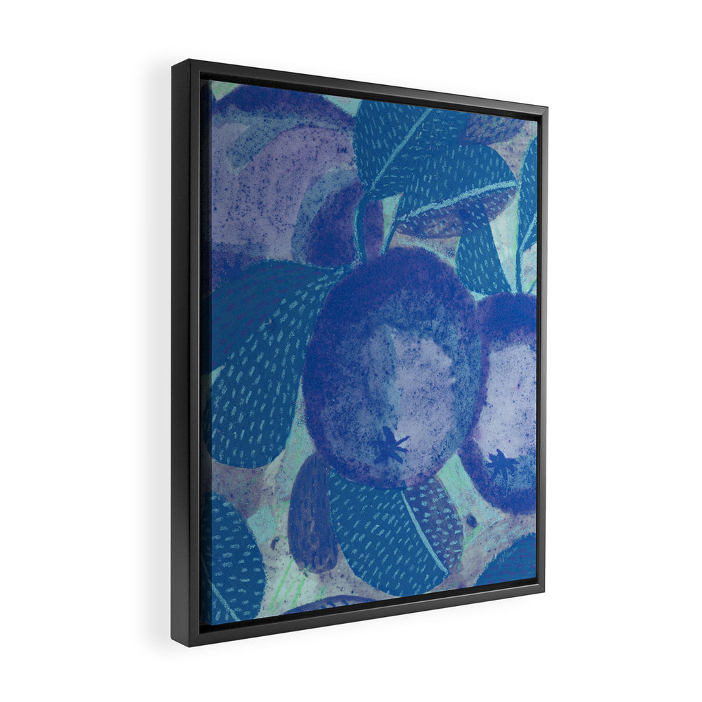 Fall Apple Orchard Painting in Cobalt Blue Framed Canvas Print Gallery Image 2