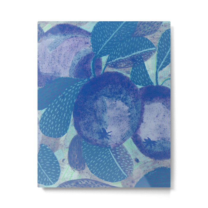 Fall Apple Orchard Painting in Cobalt Blue Metal Print Gallery Image 1