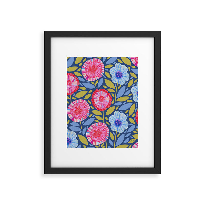 Folk Floral Blossoms in Eggplant Purple Framed Art Print Gallery Image 5