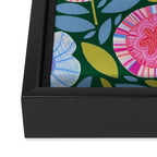 Folk Floral Blossoms in Forest Green Framed Canvas Print Gallery Image 3