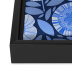 Folk Floral Blossoms in Midnight Blue Framed Canvas Print Gallery Image 3