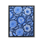 Folk Floral Blossoms in Midnight Blue Framed Canvas Print Gallery Image 6