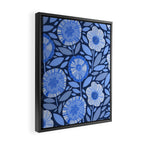 Folk Floral Blossoms in Midnight Blue Framed Canvas Print Gallery Image 2