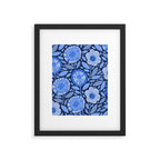 Folk Floral Blossoms in Midnight Blue Framed Art Print Gallery Image 4