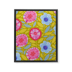 Folk Floral Blossoms in Moss Green Framed Canvas Print Gallery Image 6