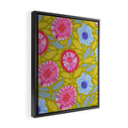 Folk Floral Blossoms in Moss Green Framed Canvas Print Gallery Image 2