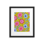 Folk Floral Blossoms in Moss Green Framed Art Print Gallery Image 5