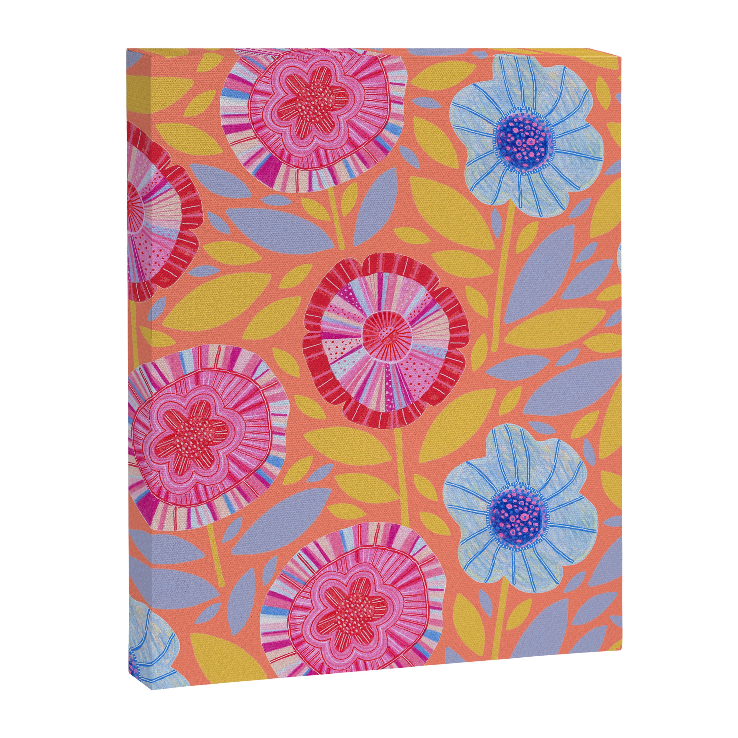 Folk Floral Blossoms in Sweet Peach Canvas Print Gallery Image 6