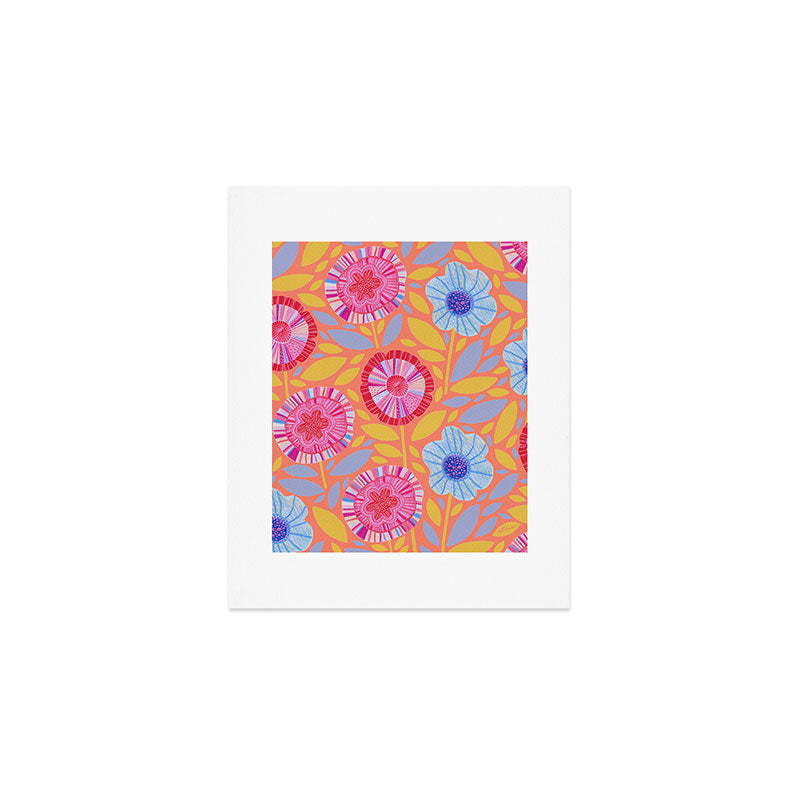 Folk Floral Blossoms in Sweet Peach Art Print Gallery Image 1