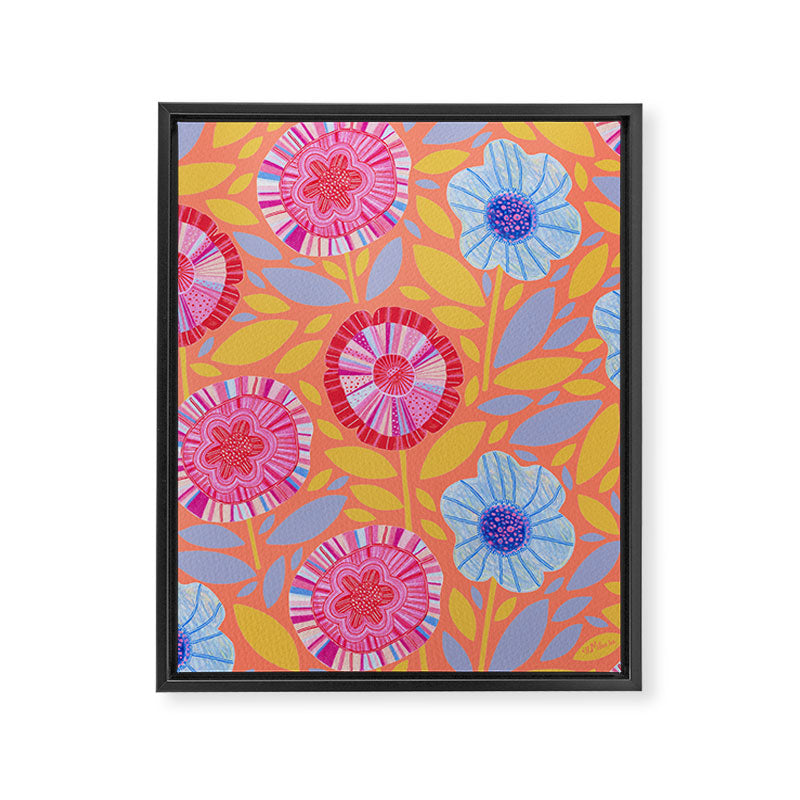 Folk Floral Blossoms in Sweet Peach Framed Canvas Print Gallery Image 6