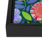 Folk Floral Blossoms in Turquoise Framed Canvas Print Gallery Image 3