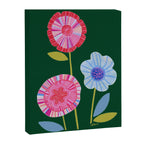 Folky Flowers in Bloom in Green & Pink Canvas Print Gallery Image 6